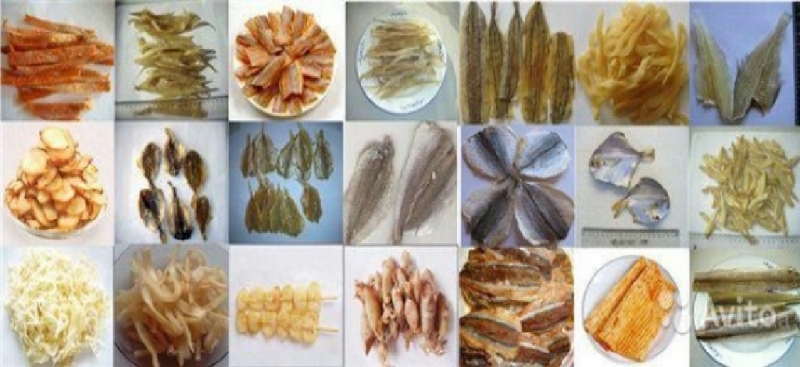 Закуски к пиву 80 видов сушеные морепродукты, вяленое мясо и рыба, снеки